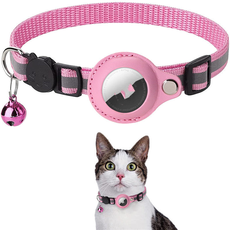 Soft nylon material close-up on AirTag cat collar