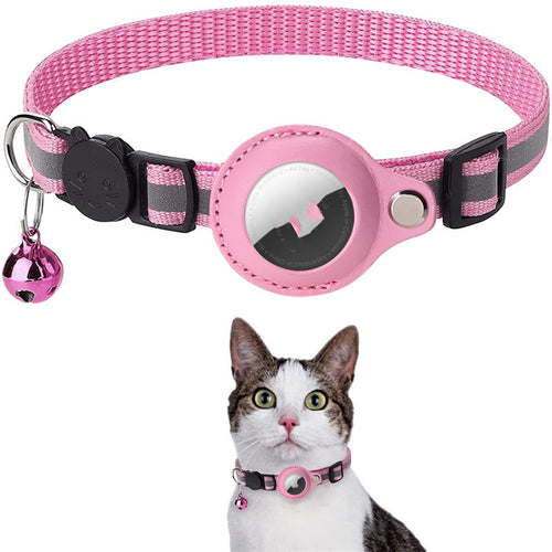 Soft nylon material close-up on AirTag cat collar