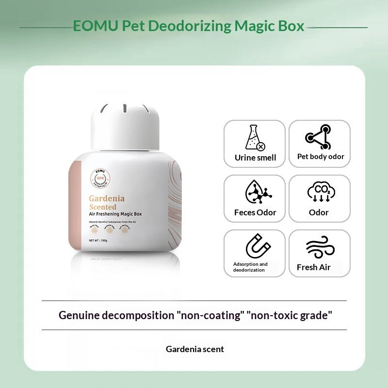 Pet odor remover placed near litter box