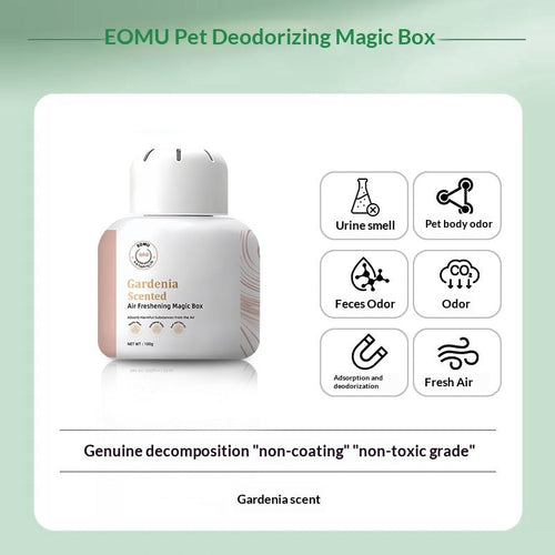 Pet odor remover placed near litter box