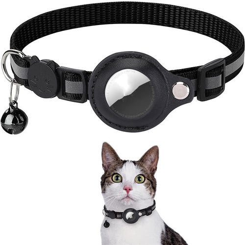 AirTag cat collar color options - black, red, pink, orange